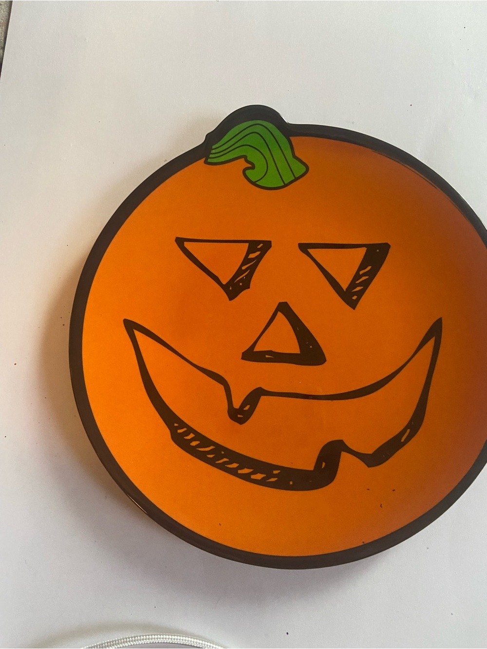 Playful Orange Jack-O'-Lantern Wall Art Plaque with Green Stem